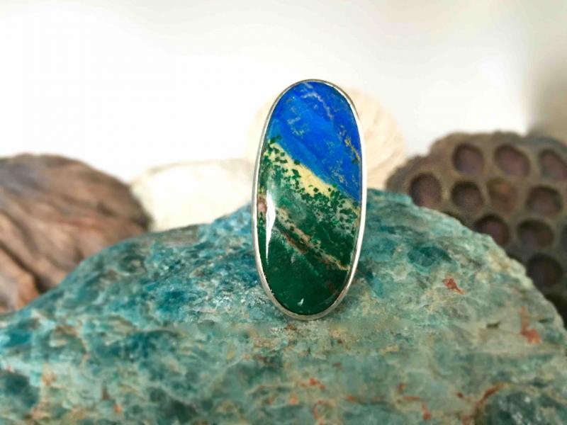 BAGUE EN AZURITE ET MALACHITE