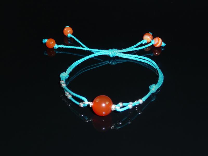 BRACELET EN CORNALINE, CORDON TURQUOISE