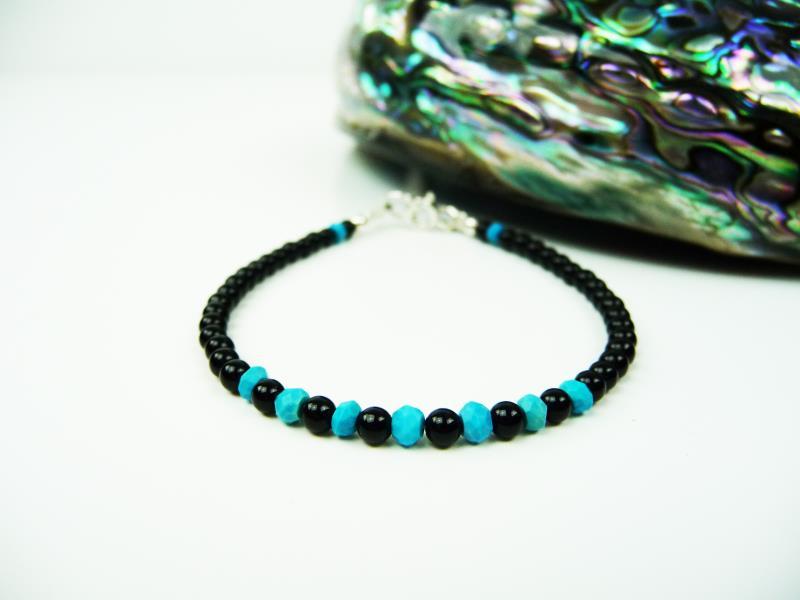 BRACELET EN ONYX et TURQUOISE