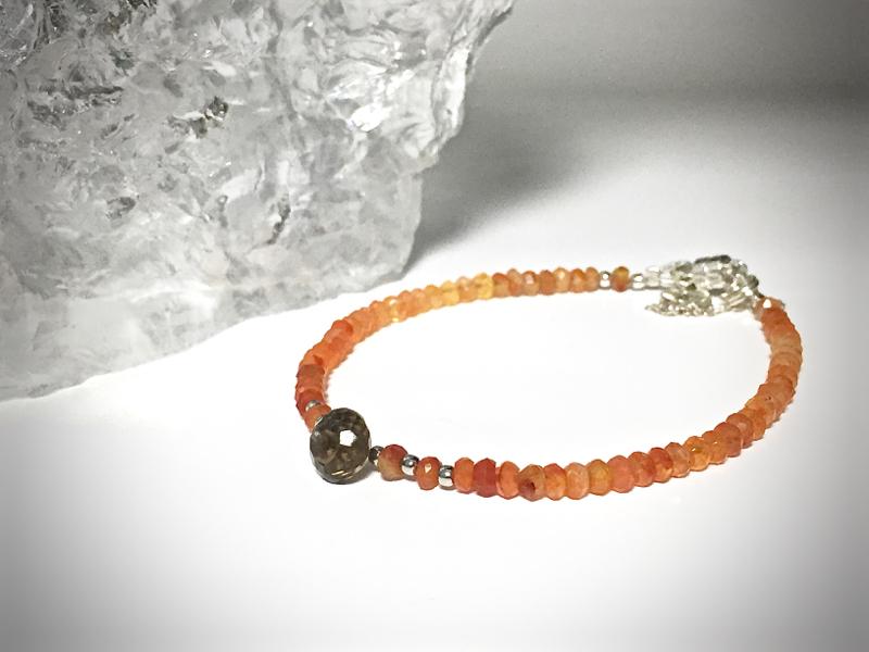 BRACELET EN CORNALINE ET QUARTZ FUME